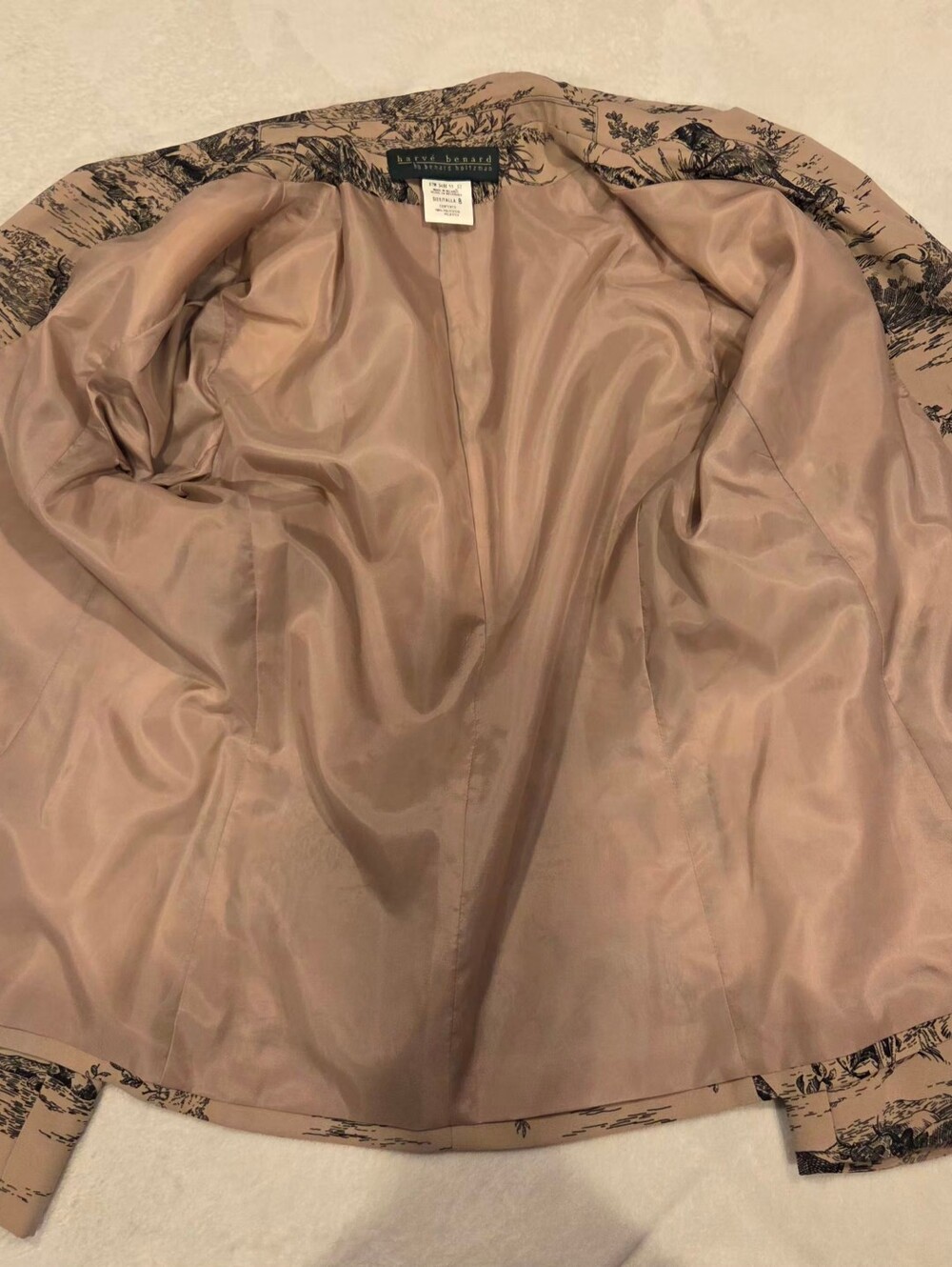 Barve Benard Printed Tan Toile Blazer Jacket - Women's Tailored Coat,Size 8 - Picture 11 of 15